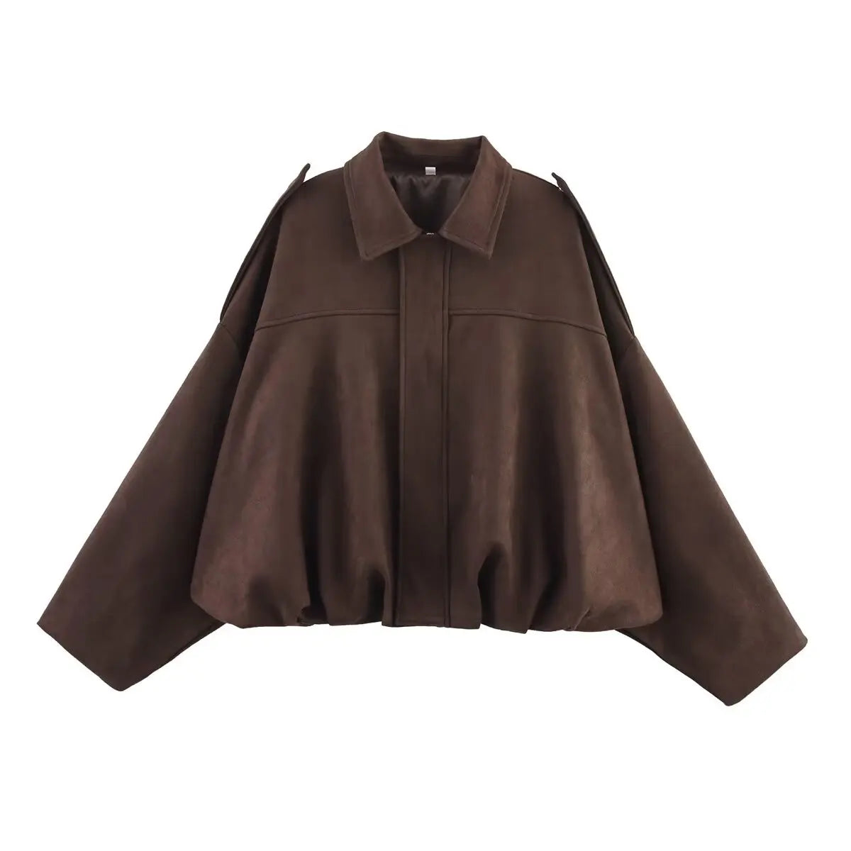 ETJ 2026 Spring New Women's Suede Texture Effect Loose Version of Fashion Lapel Shoulder Jacket
