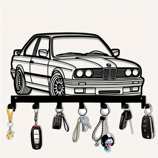 7-Hook Metal Key Holder - Wall-Mounted Storage Organizer for Keys, Towels, Coats, Kitchen Essentials & More - Durable