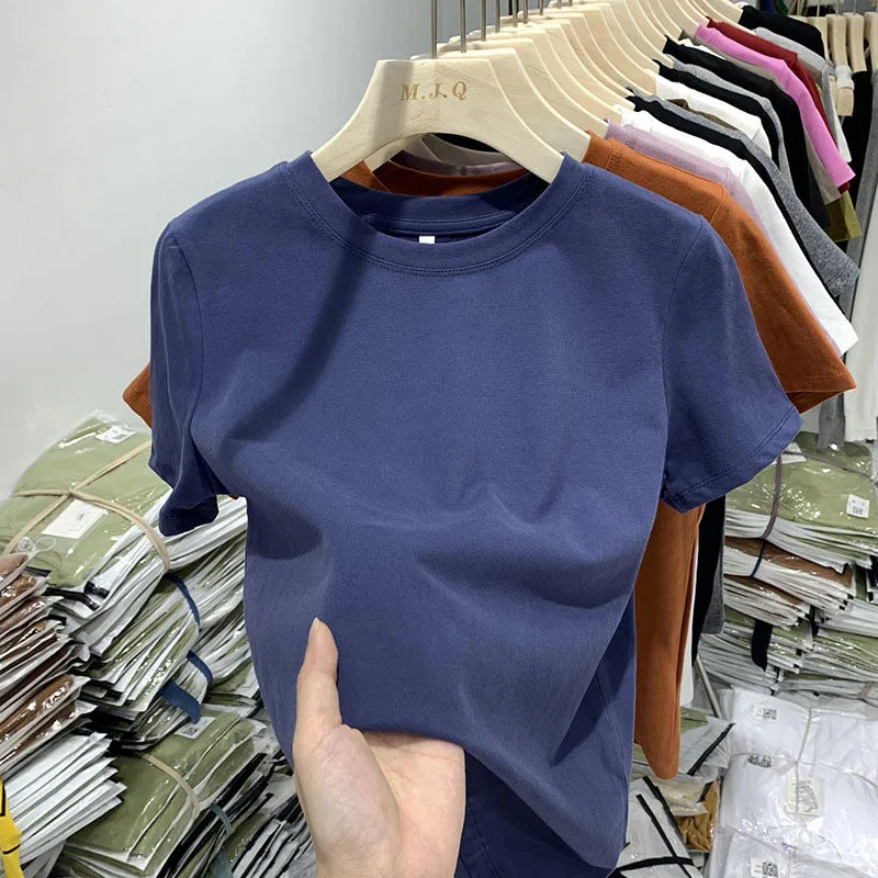 Women T Shirt Girls T-Shirt Woman Clothes Tops  Tshirt Female Short Sleeve Spring Tee Sexy Y2k Top White