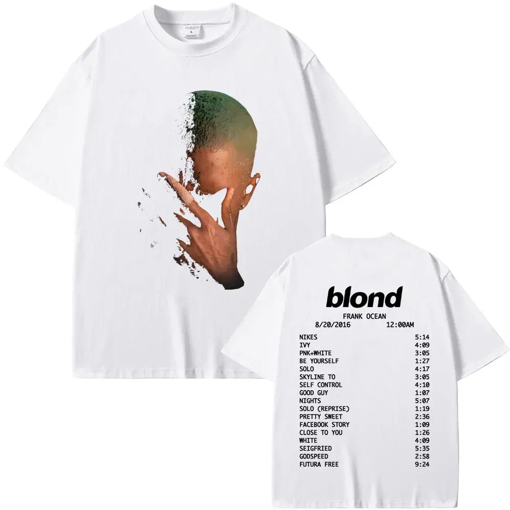 Rapper Frank Fashion Vintage Graphic T-shirts Men Women Ocean Hip Hop Trend T Shirts Blond  T-shirt Man Tshirt