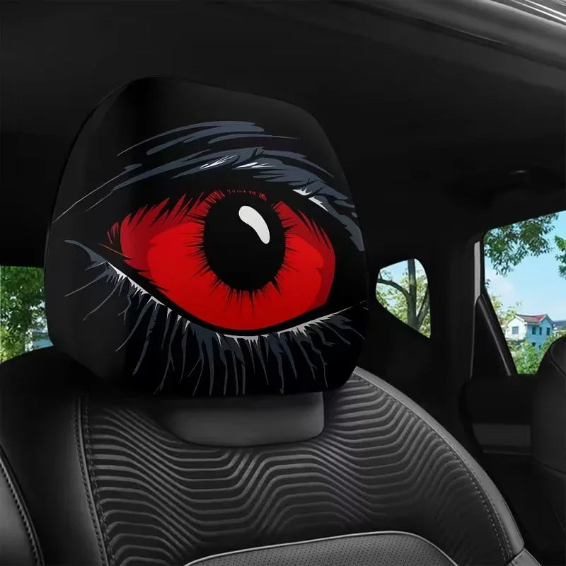 1PC-Red-eyed Car Headrest Cover - High Elasticity, Effectively Dust-proof , Stain-resistant, Practical Car Interiors