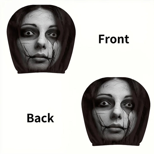 Set of 2 Car Headrest Covers: Perfect for Daily Commutes   Features Quirky Ghosts,