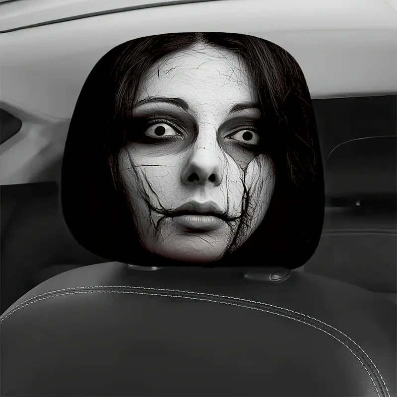 Set of 2 Car Headrest Covers: Perfect for Daily Commutes   Features Quirky Ghosts,