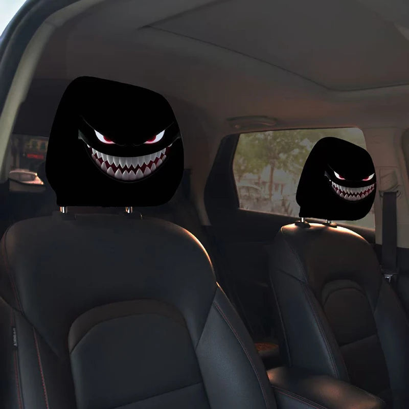 1PCS Car Headrest Covers Funny Cartoon Headrest Cover Car Seat Head Rest Protector Auto Front Seat Rest Halloween Decoration