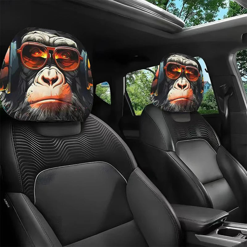 1PCS Car Headrest Covers Funny Cartoon Headrest Cover Car Seat Head Rest Protector Auto Front Seat Rest Halloween Decoration
