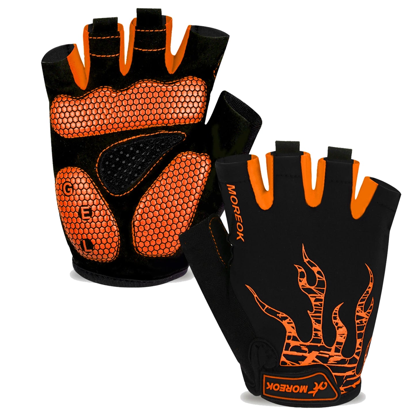 MOREOK Bike Gloves Half Finger  5MM Gel Pads Breathable Mountain Road Bike Cycling gloves Shock-absorbing Bicycle Gloves for Men