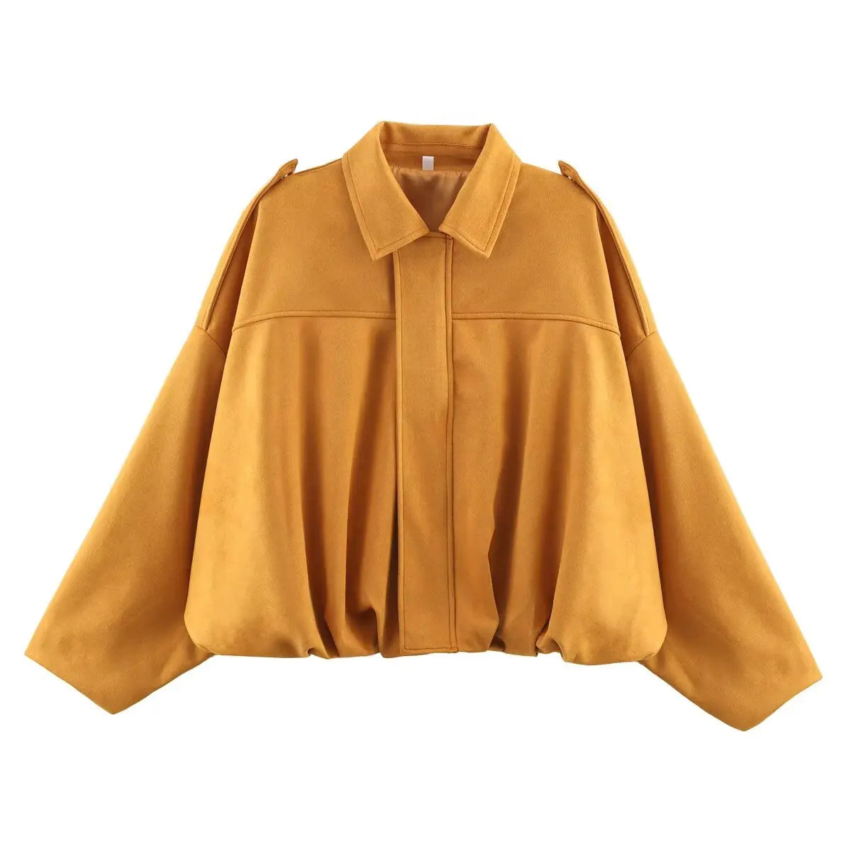 ETJ 2026 Spring New Women's Suede Texture Effect Loose Version of Fashion Lapel Shoulder Jacket