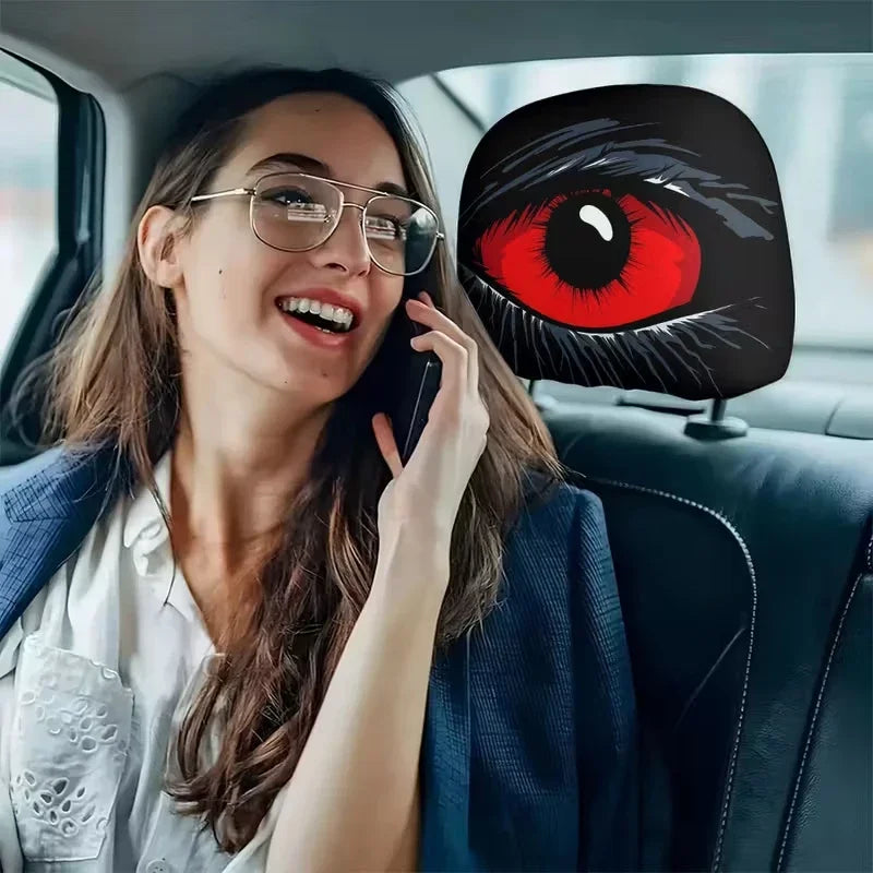 1PC-Red-eyed Car Headrest Cover - High Elasticity, Effectively Dust-proof , Stain-resistant, Practical Car Interiors