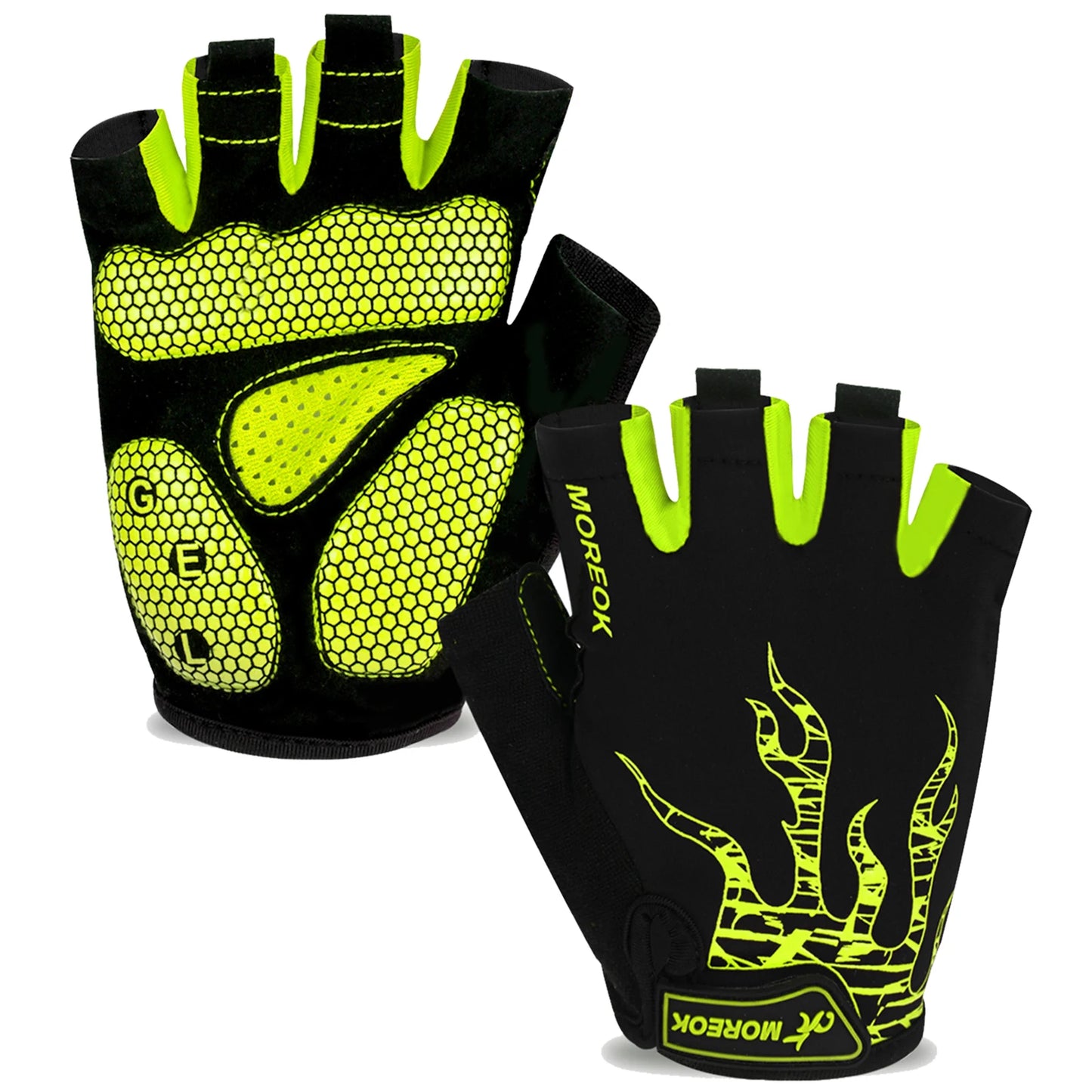 MOREOK Bike Gloves Half Finger  5MM Gel Pads Breathable Mountain Road Bike Cycling gloves Shock-absorbing Bicycle Gloves for Men