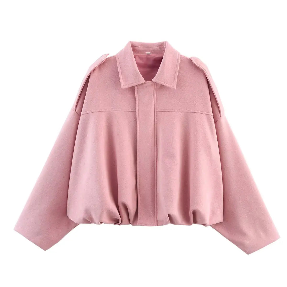 ETJ 2026 Spring New Women's Suede Texture Effect Loose Version of Fashion Lapel Shoulder Jacket