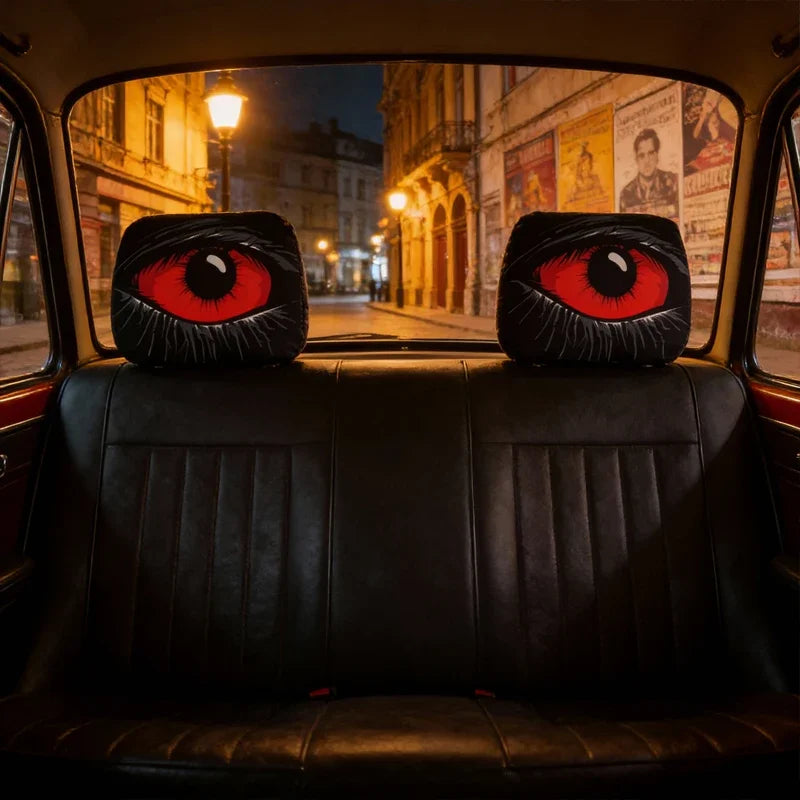 1PC-Red-eyed Car Headrest Cover - High Elasticity, Effectively Dust-proof , Stain-resistant, Practical Car Interiors