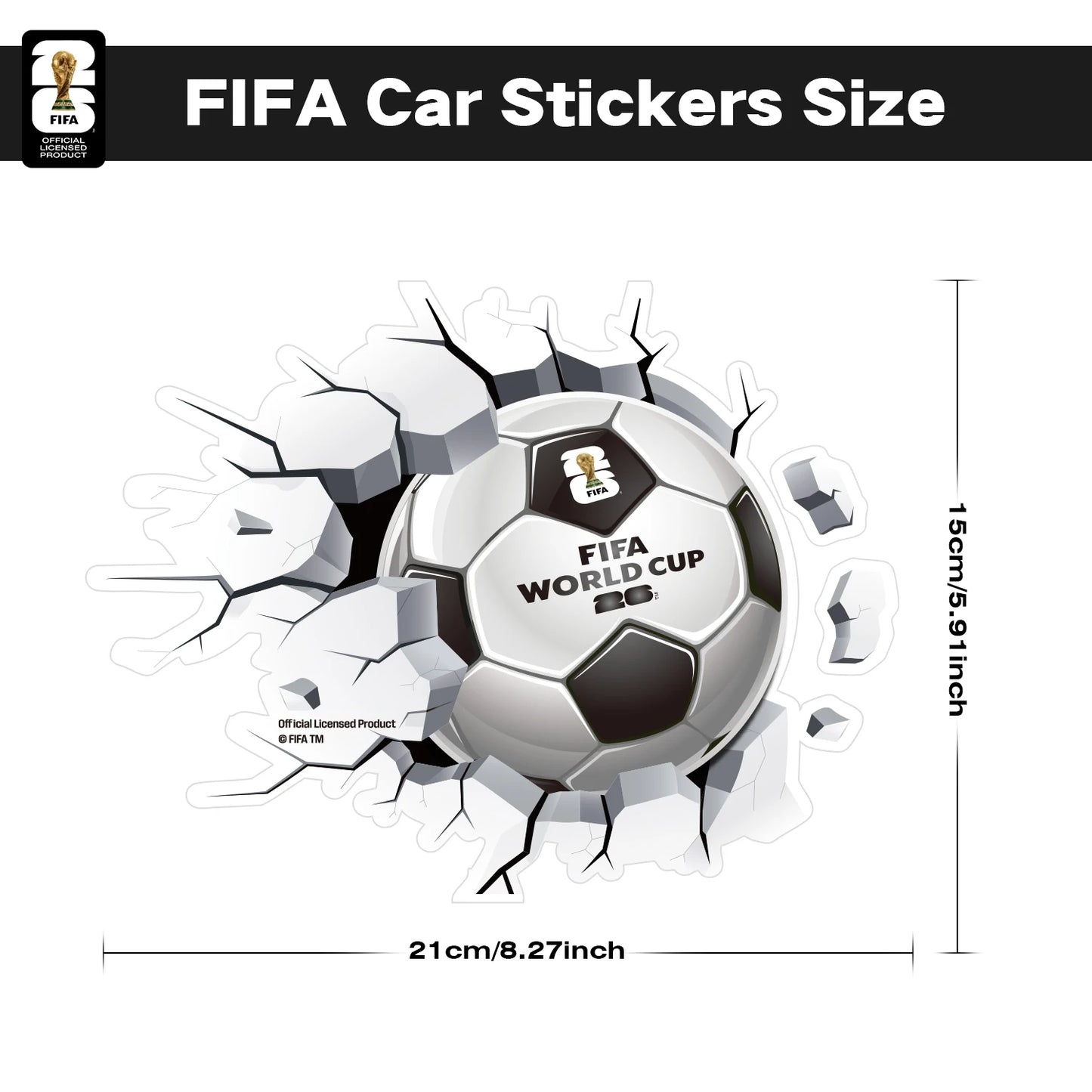 FIFA World Cup 2026 Car Decal Official World Cup Car Sticker with Trophy, Host City & Mascot Design - Waterproof Sticker for Car