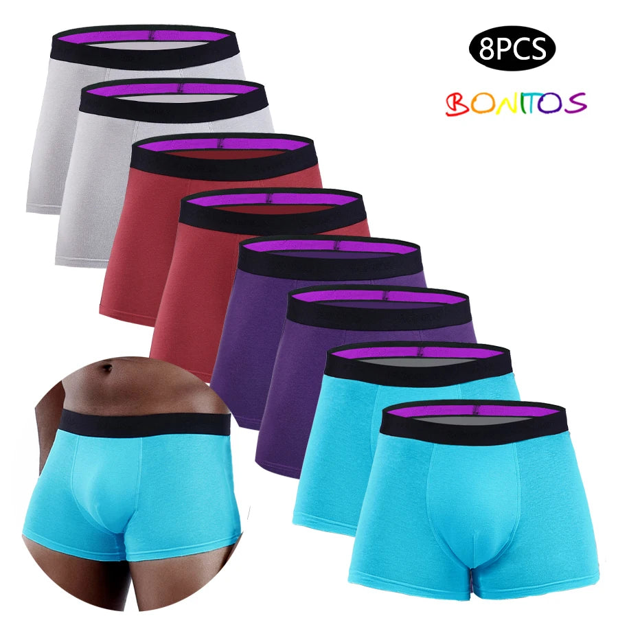 8pcs Men's Panties Sexy Homme Underpants Solid Underwear for Man Cotton Mens Boxer Shorts Male Trunks Boxershorts Set Calecon