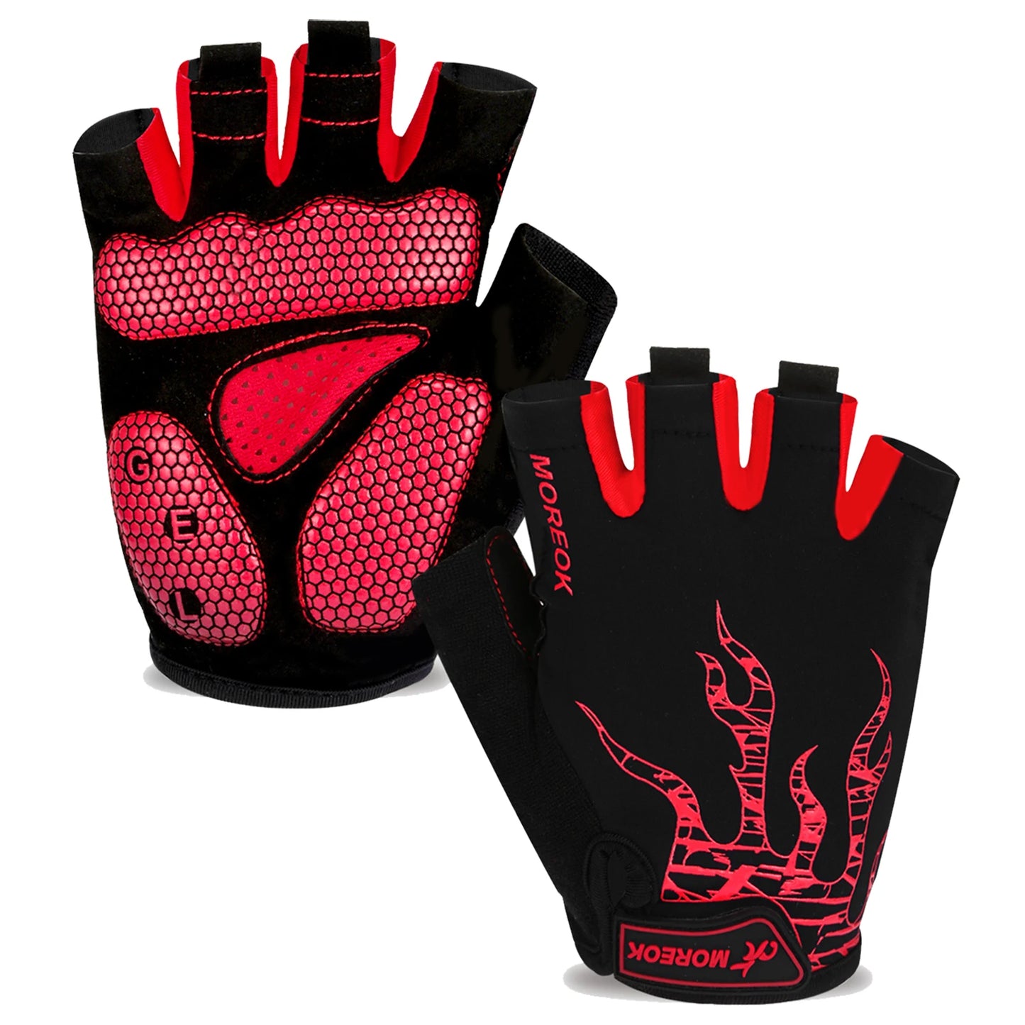 MOREOK Bike Gloves Half Finger  5MM Gel Pads Breathable Mountain Road Bike Cycling gloves Shock-absorbing Bicycle Gloves for Men
