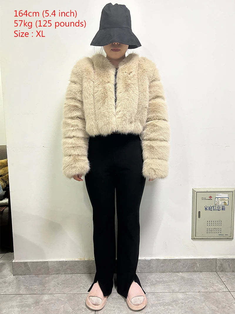 Faux Fox Fur Coat V-Neck Winter Woman Long Sleeve Warm Winter Coat Women Fashion Luxury New Fur Jacket Teddy Chic Outwear 2024