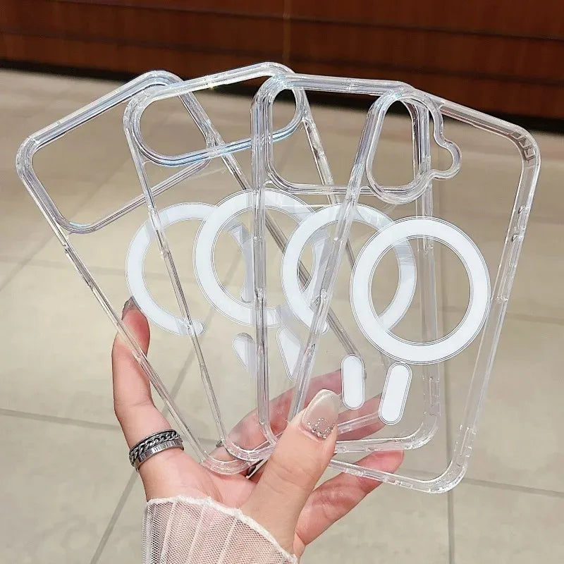 Transparent Magnetic Phone Case For iPhone 17 Pro Max 16 13 11 15 14 12 17 Air 17Promax Soft Shockproof Funda Cover