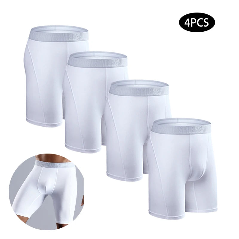 4pcs Long Boxers Men's Underpants Cotton Men Panties Underwear Man Boxershorts Sport Mens Boxer Shorts Sexy Male Trunks Calecon