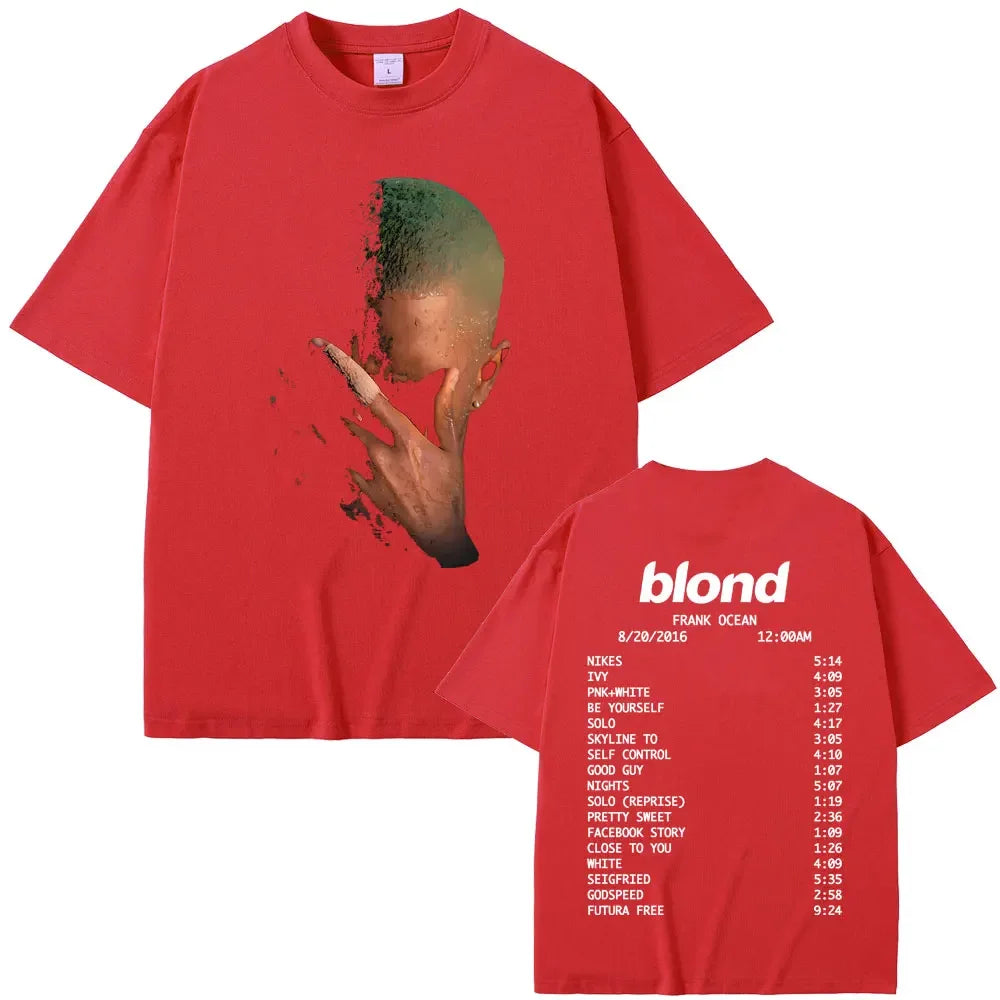 Rapper Frank Fashion Vintage Graphic T-shirts Men Women Ocean Hip Hop Trend T Shirts Blond  T-shirt Man Tshirt