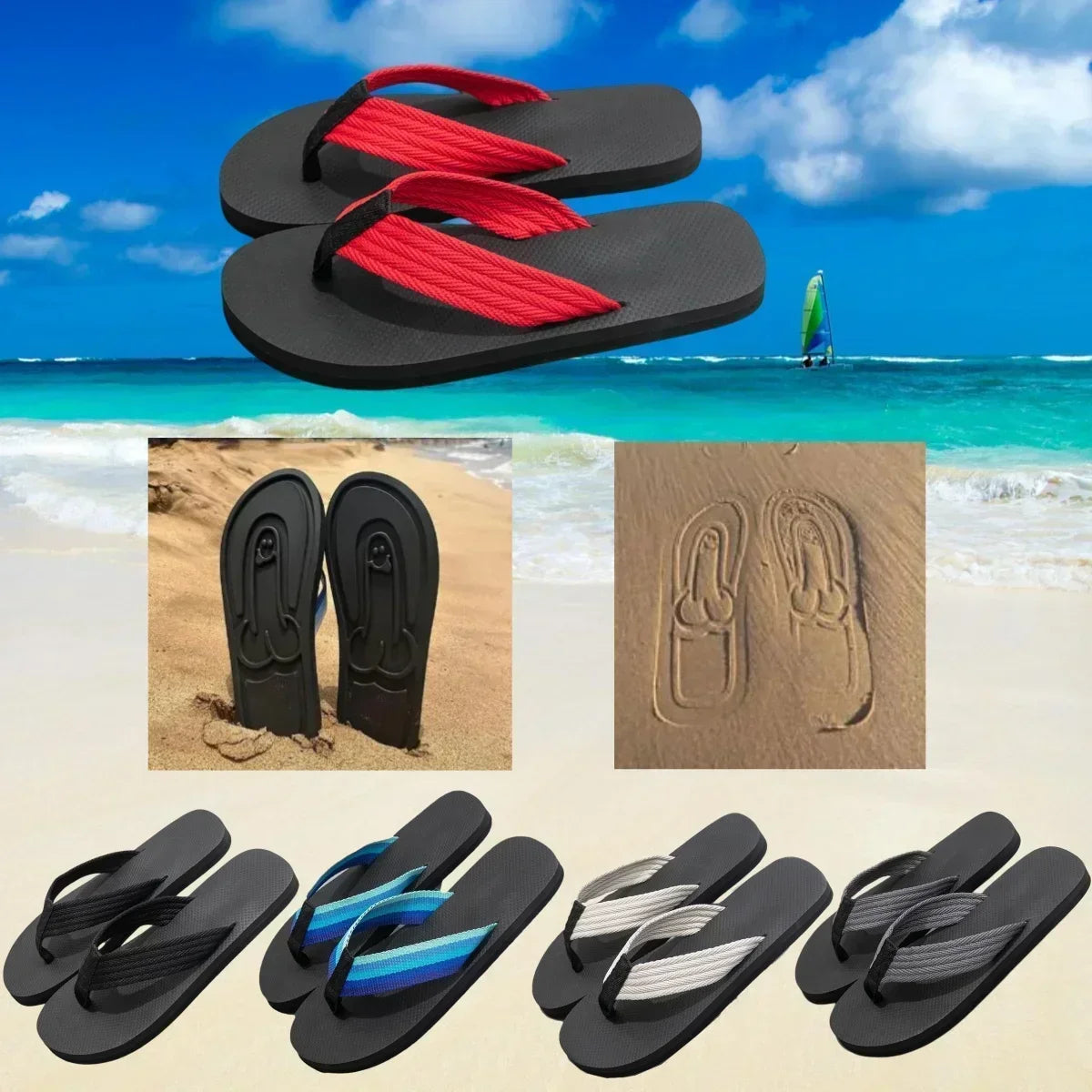 Hidden Penis Flops Spread Hap-Penis Quick- Dry Flip Flops Parody Penis Slippers Beach Flip Flops Summer Comfort Non Slip Sandal