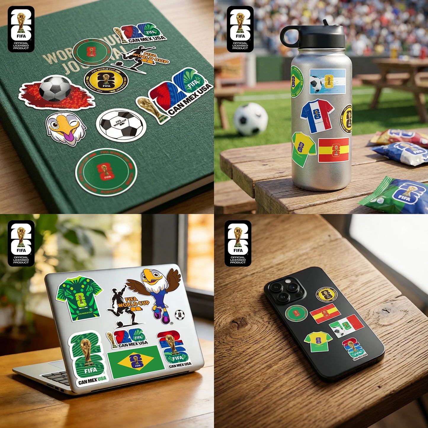 FIFA World Cup Official Authentic 2026 Soccer Stickers Football World Cup Trophy Mascot Theme Stickers,Luggage Notebook Stickers