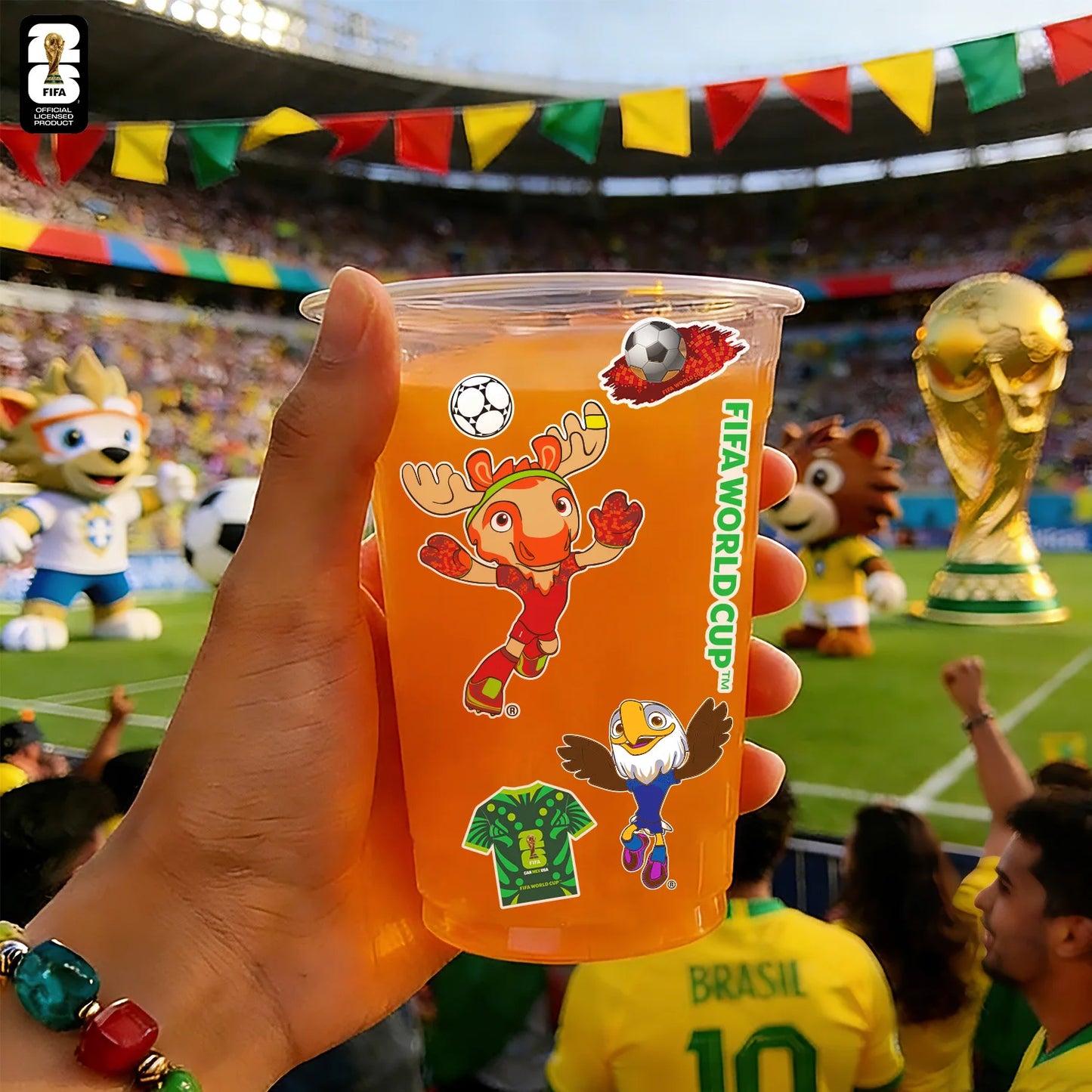FIFA World Cup Official Authentic 2026 Soccer Stickers Football World Cup Trophy Mascot Theme Stickers,Luggage Notebook Stickers