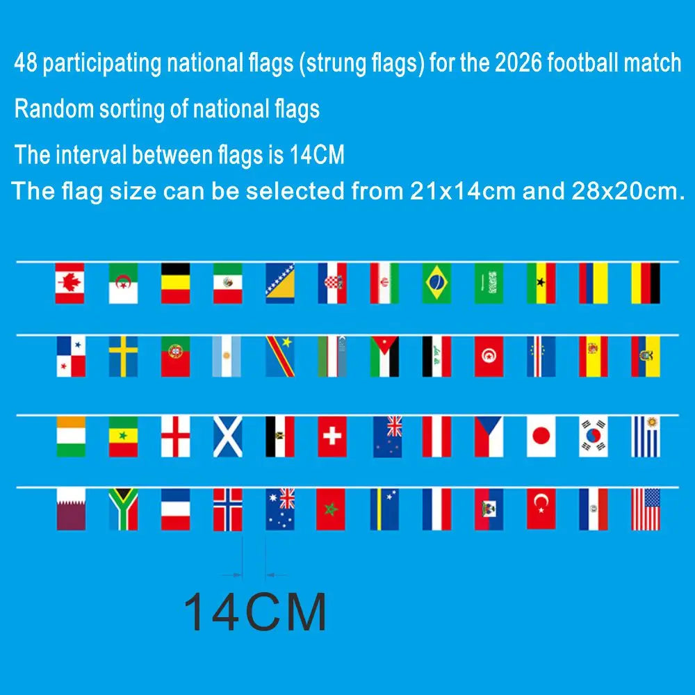 2026 Football Cup Flag 14x21cm Small World Flag Hanging Flag Bar Store Supermarket Cup banner for decoration