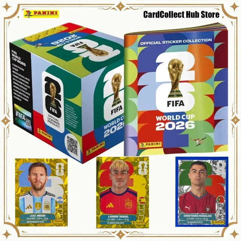 2026 Panini Official FIFA World Cup Sticker Box Messi Mbappé Haaland Yamal Star Collectible Stickers for World Cup Fans Gift