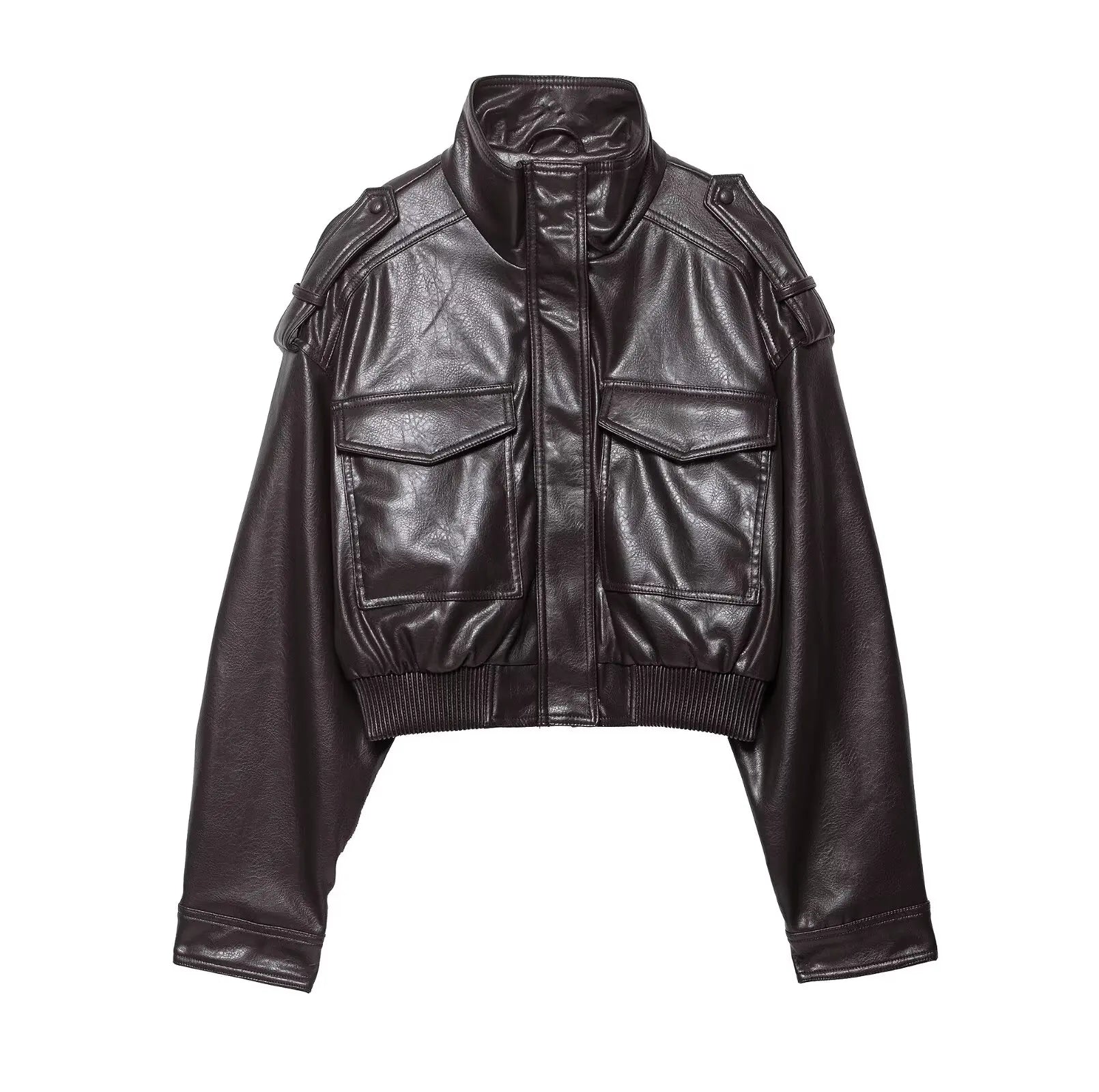 Chic Fashion Faux Leather Jackets for Women Loose Zipper Long Sleeve Female Short Coats 2026 Autumn Lady Casual New Outerwear ﻿