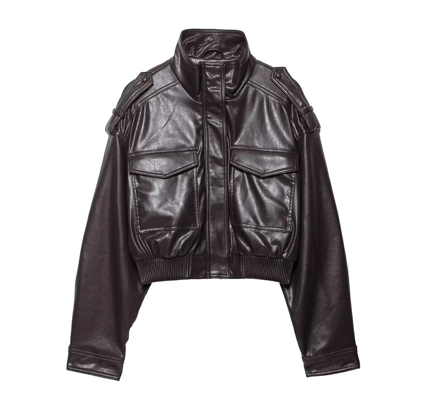 Chic Fashion Faux Leather Jackets for Women Loose Zipper Long Sleeve Female Short Coats 2026 Autumn Lady Casual New Outerwear ﻿