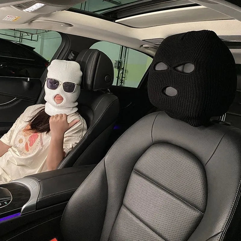 1/2pcs General Motors Headrest Seat Cover Is A Unique, Funny and Fun Car Headrest with Black and White Car Decoration