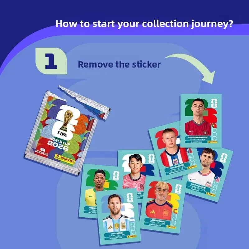 2026 Panini Official FIFA World Cup Sticker Box Messi Mbappé Haaland Yamal Star Collectible Stickers for World Cup Fans Gift