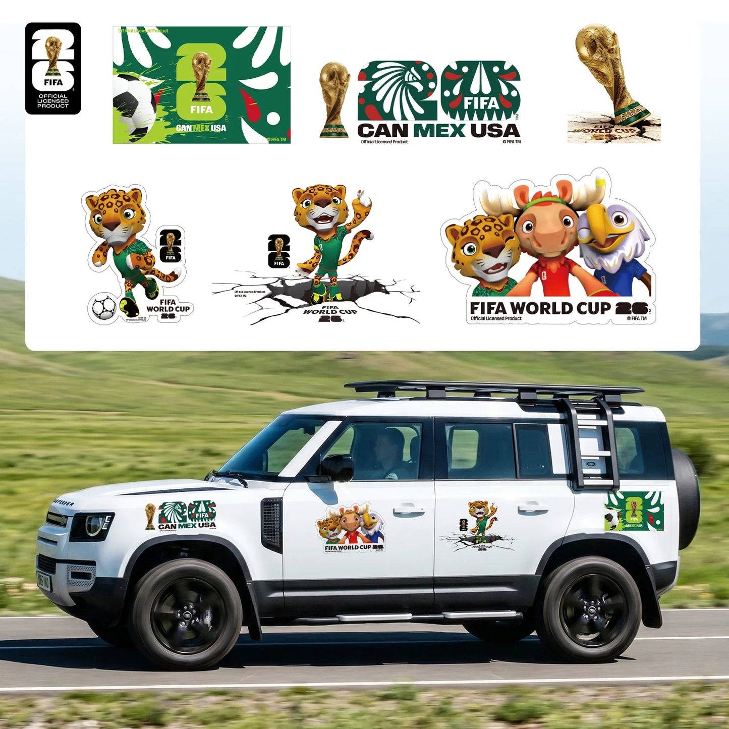 FIFA World Cup 2026 Car Decal Official World Cup Car Sticker with Trophy, Host City & Mascot Design - Waterproof Sticker for Car