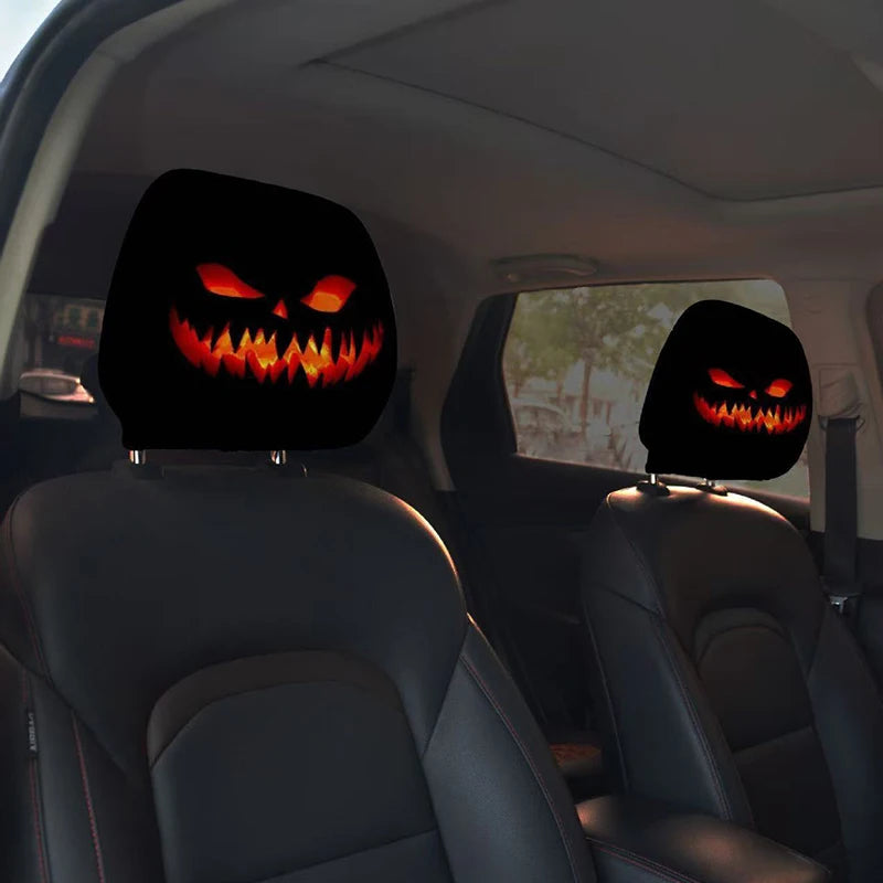 1PCS Car Headrest Covers Funny Cartoon Headrest Cover Car Seat Head Rest Protector Auto Front Seat Rest Halloween Decoration