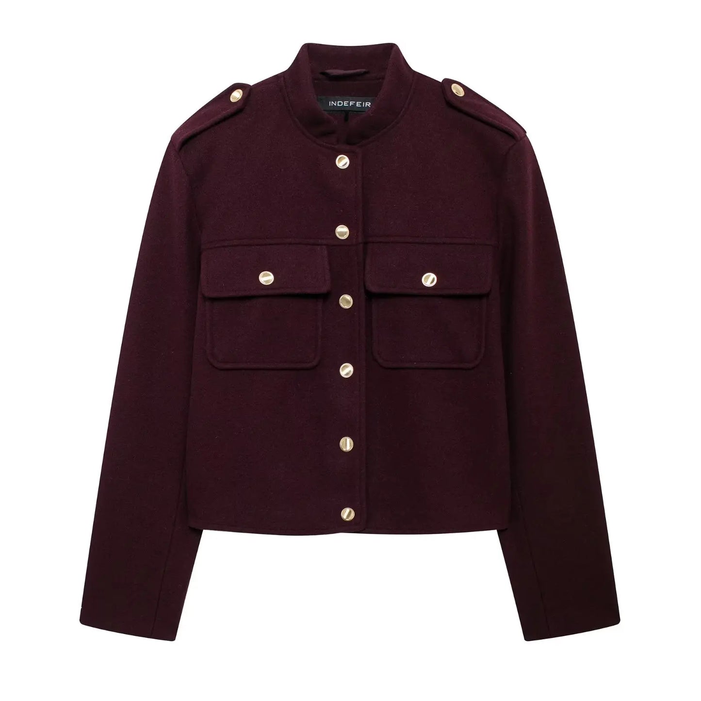HH Women Vintage Wine Red Coat O Neck Long Sleeve Single Breasted Jacket With Pockets Autumn Casual Office Lady Outerwear