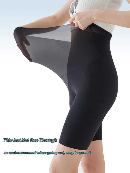 Plus Size Biker Shorts for Women Summer Thin Ice Silk Invisible Yoga Shorts Tummy Control Slimming Shorts Capri Pants 5/9 Length