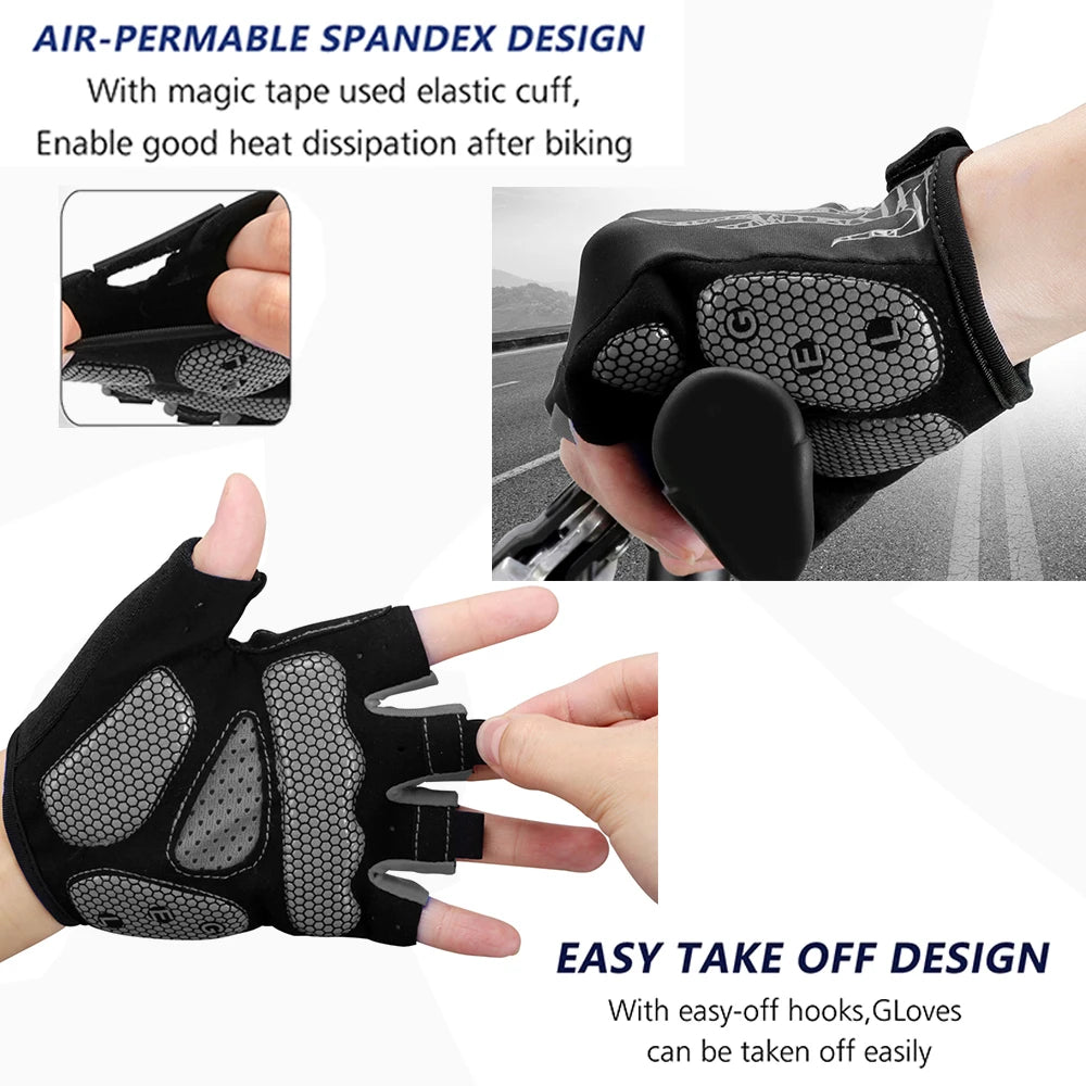 MOREOK Bike Gloves Half Finger  5MM Gel Pads Breathable Mountain Road Bike Cycling gloves Shock-absorbing Bicycle Gloves for Men