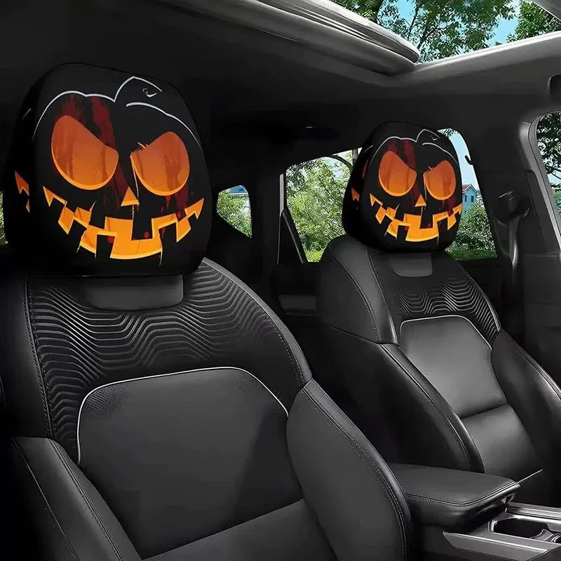 1PCS Car Headrest Covers Funny Cartoon Headrest Cover Car Seat Head Rest Protector Auto Front Seat Rest Halloween Decoration