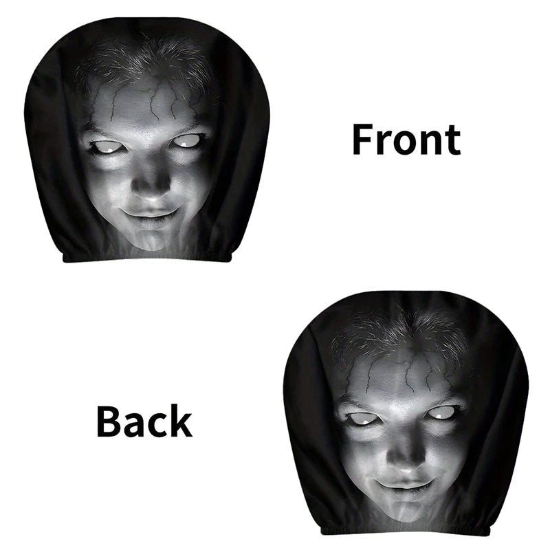 1PCS Car Headrest Covers Funny Cartoon Headrest Cover Car Seat Head Rest Protector Auto Front Seat Rest Halloween Decoration