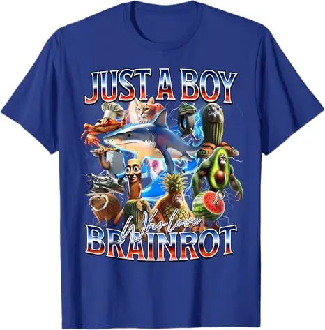 Just A Boy Who Love Brainrot Meme Italian Bootleg Boys Girls Kids T-Shirt Cute AI Italian Animals Y2k Design Graphic Outfit Tees
